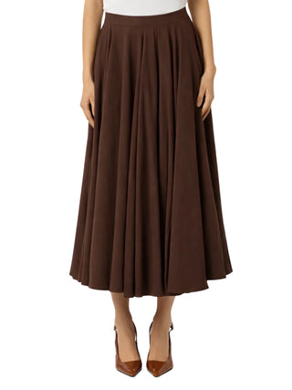 Sandro Ferrone gonna midi misto viscosa a pieghe marrone