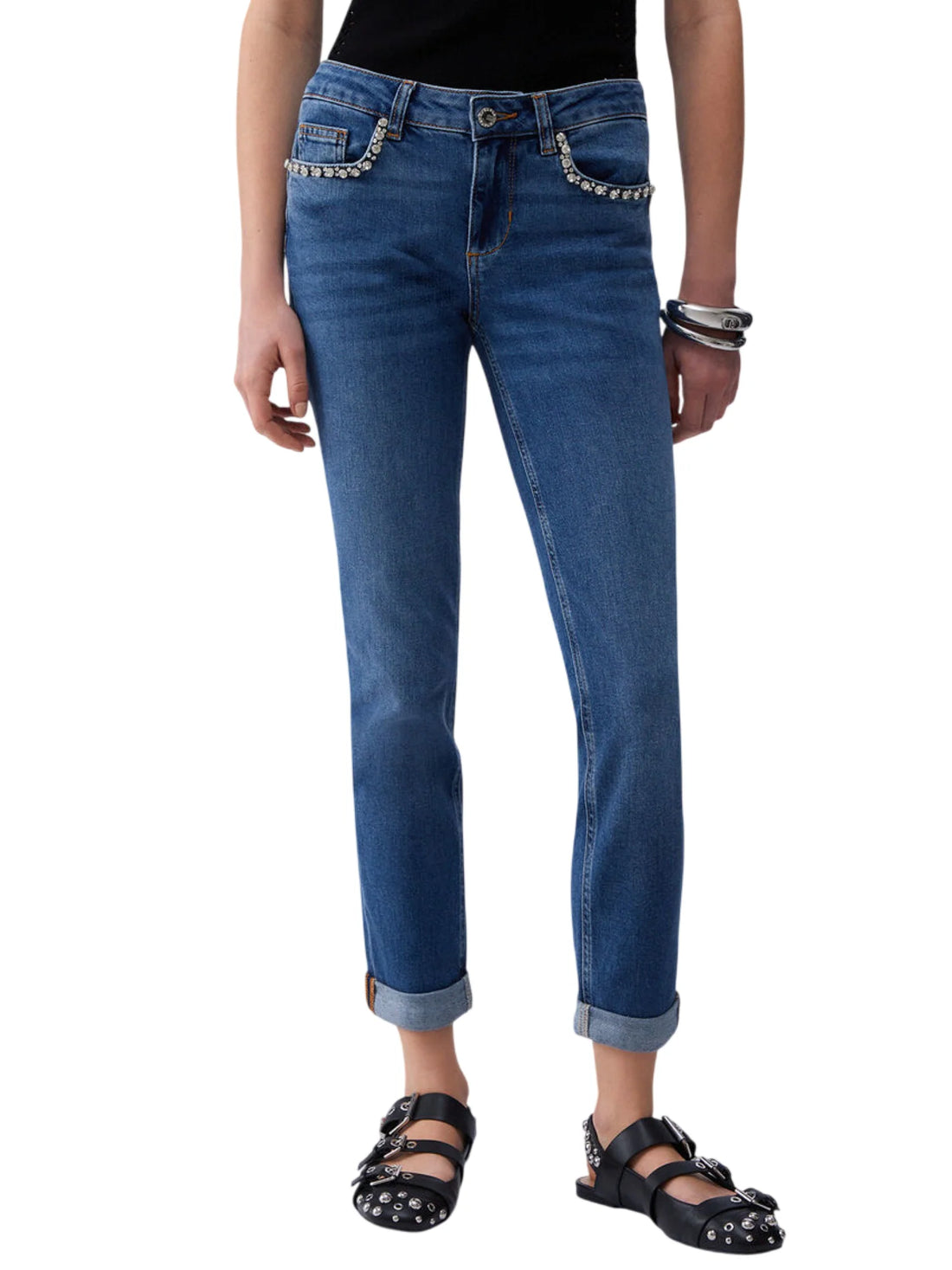 Liu Jo jeans donna slim Fly con dettagli gioiello lavaggio blu