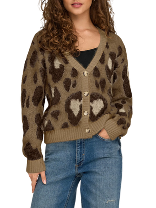 Only cardigan misto lana in fantasia marrone 15353090 COCOA CREME-CHESTNUT-BISCO ONLY 