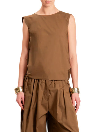 Vicolo top smanicato in cotone con fusciacca marrone