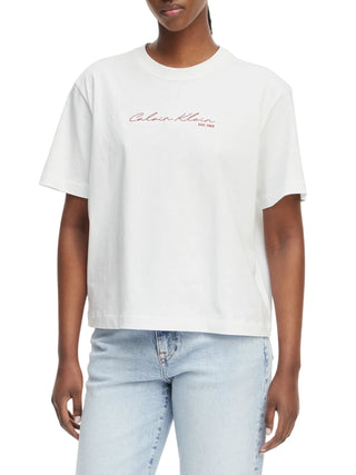 Calvin Klein T-shirt donna manica corta donna bianco