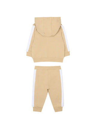 Boss completo sportivo felpa pantaloni T-shirt beige bianco