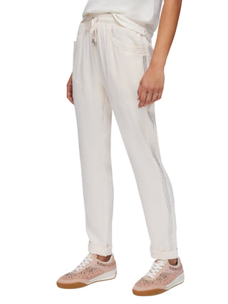 Liu Jo pantaloni joggers con bande strass rosa cipria