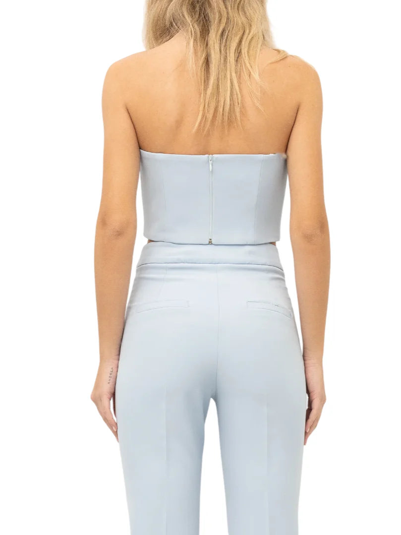 Silence top crop donna con strass celeste