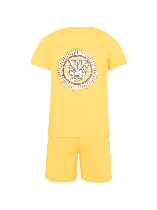 Just Cavalli completo bambino T-shirt e shorts con logo giallo