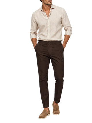 Le Braghe pantaloni uomo capri slim marrone