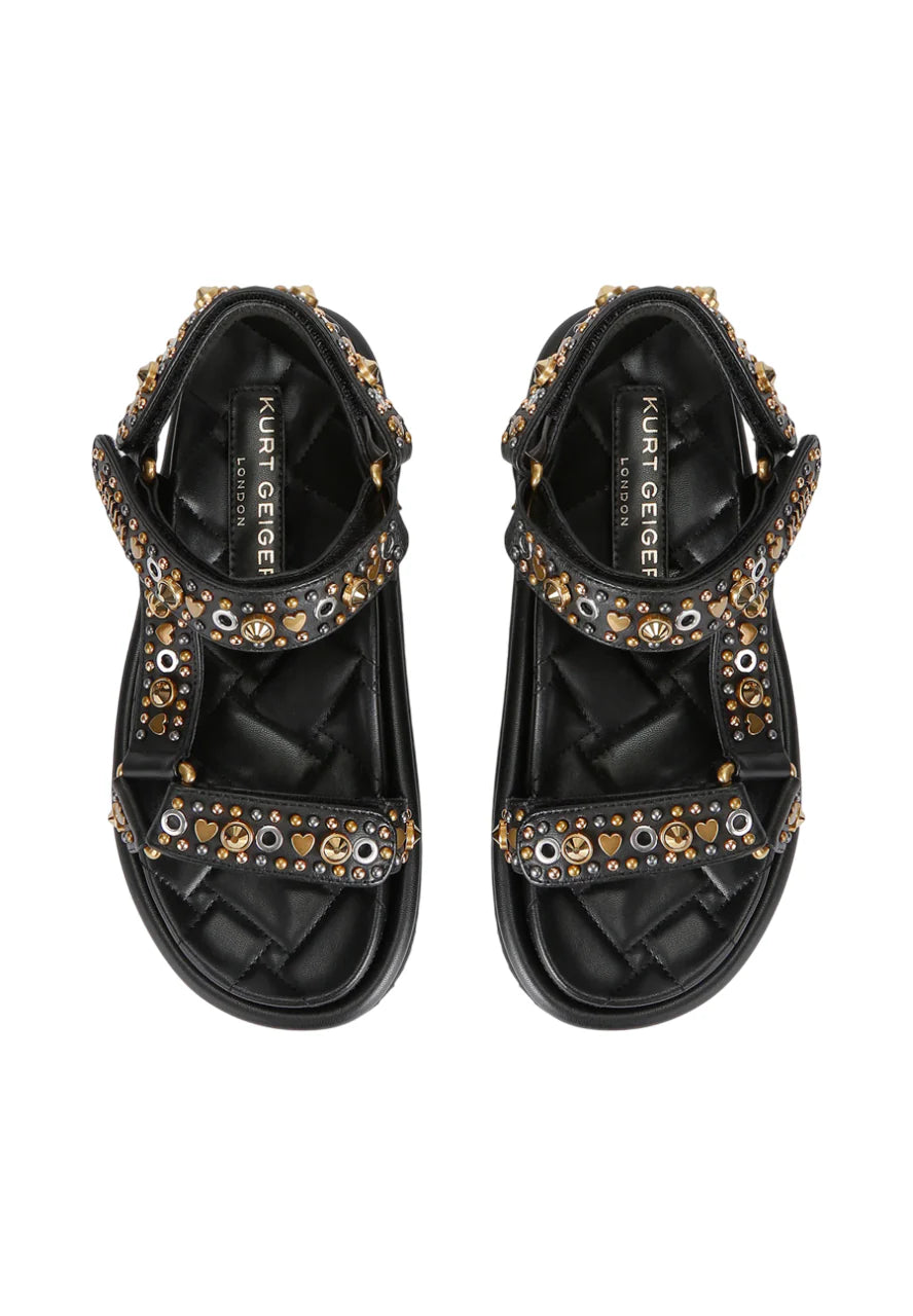 Kurt Geiger sandali donna in pelle Orson con borchie e strass nero