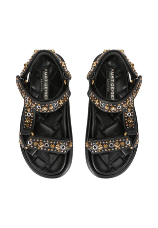 Kurt Geiger sandali donna in pelle Orson con borchie e strass nero
