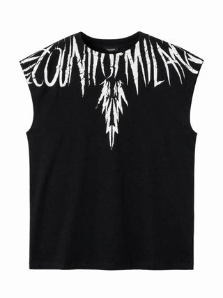 County of Milan T-shirt smanicata bambino con stampa iconica nero