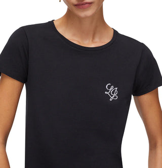 Liu Jo T-shirt manica corta con logo strass nero