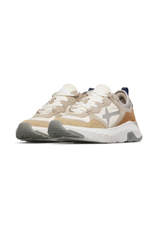 W6yz sneakers uomo in suede e tessuto tecnico beige tortora