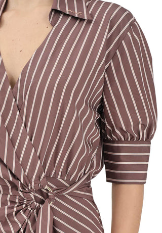 Pinko abito chemisier lungo a righe Alexandra marrone