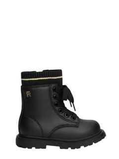 Tommy Hilfiger stivaletti anfibi bambina in ecopelle nero