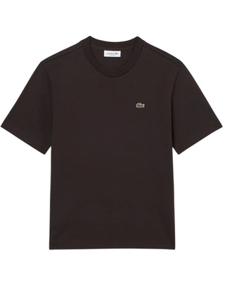 Lacoste T-shirt manica corta donna in jersey marrone