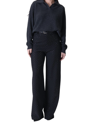 Haveone pantaloni palazzo con strass nero PFW-P325 NERO HAVEONE 