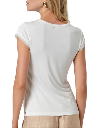 Surkana T-shirt manica corta in viscosa bianco