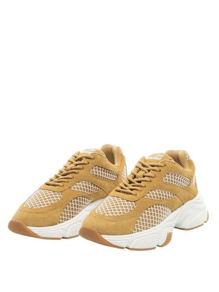 Love Moschino sneakers donna in mesh e suede beige