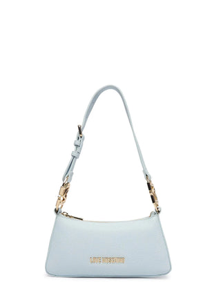 Love Moschino borsa a spalla in ecopelle martellata celeste