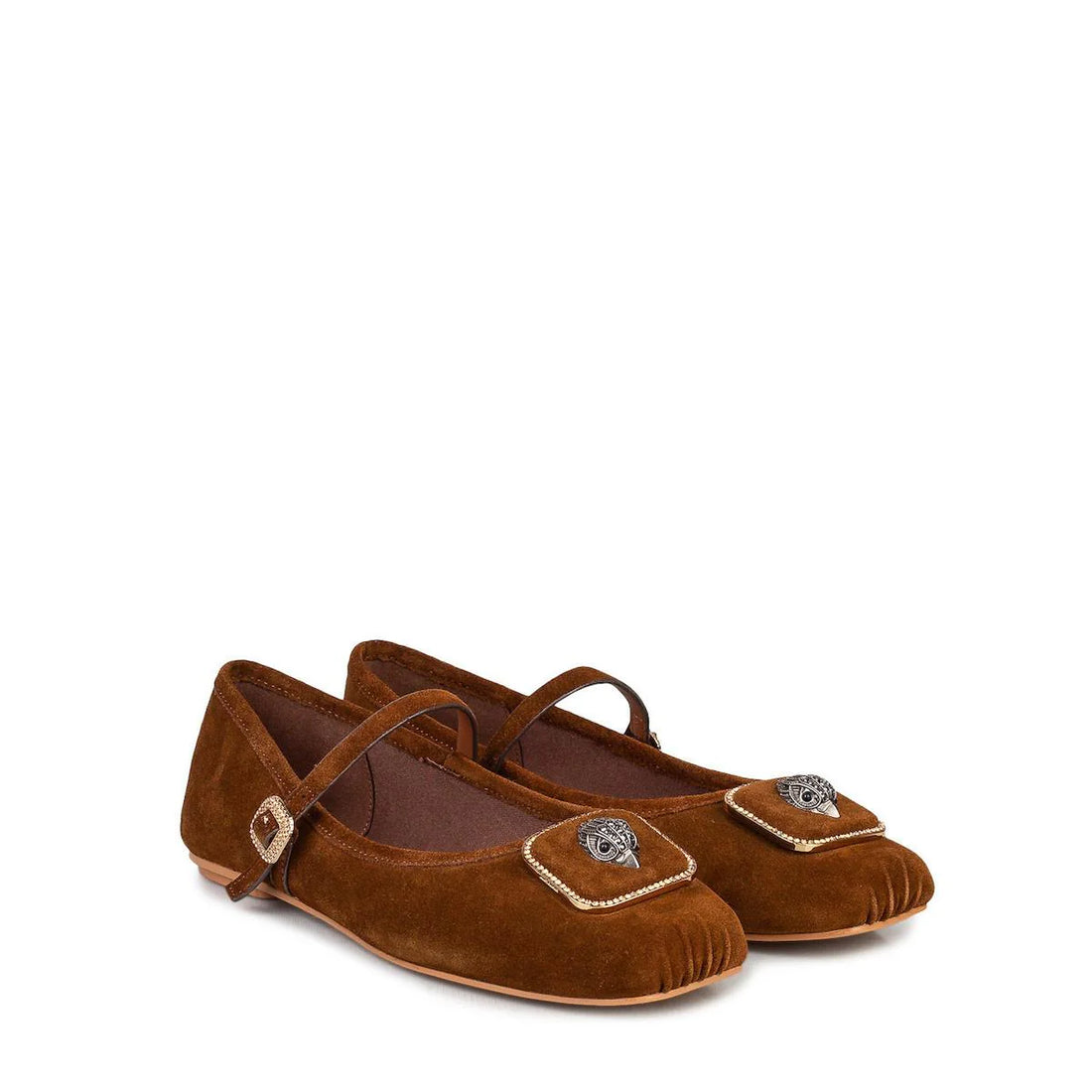 Kurt Geiger ballerine in suede con placca iconica marrone