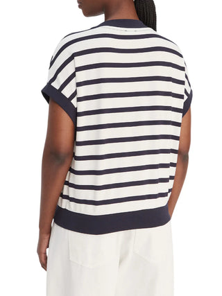 Liu Jo T-shirt a righe donna scollo a V panna blu