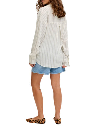 Jjxx camicia gessata donna misto lino panna beige