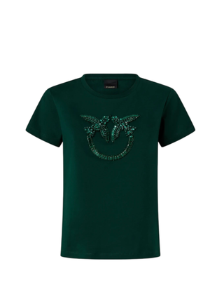 Pinko T-shirt Quentin con logo gioiello verde 100535-A2RN X79 PINKO 