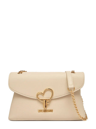 Love Moschino borsa a spalla in ecopelle martellata beige chiaro