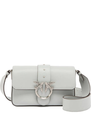 Pinko borsa Love Bag One Mini Slouchy in pelle grigio perla argento