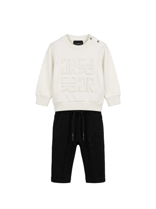 John Richmond completo neonato felpa e pantaloni bianco nero