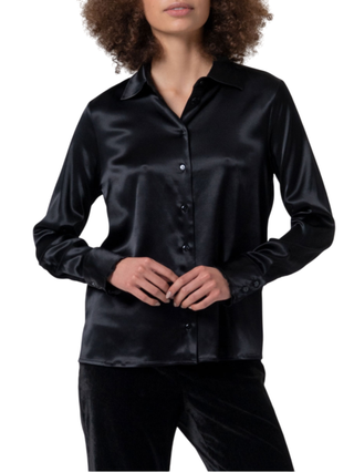 Surkana camicia satin manica lunga nero 565LIKI122 00 SURKANA 