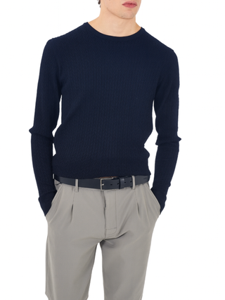 Yes Zee maglia uomo con trecce blu M824-ME00 0710 YES-ZEE