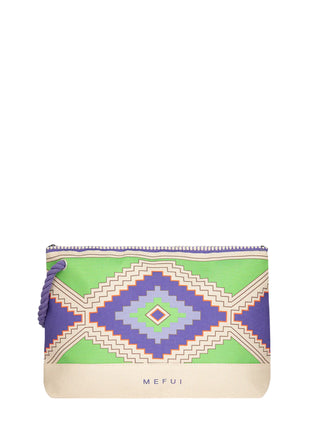 Me Fui pochette donna in fantasia tropicale verde viola