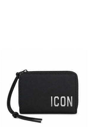 Icon portafogli unisex in ecopelle con logo nero