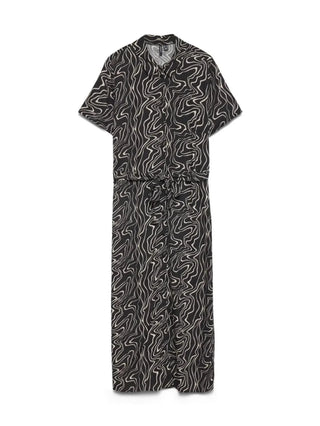 Vero Moda abito corto chemisier donna in fantasia nero beige