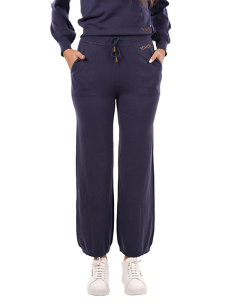 Yez Zee pantaloni in maglia gamba larga blu P369-RU00 0710 YES-ZEE 