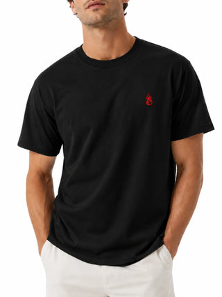 Vision of Super T-shirt uomo manica corte ricamo flame nero