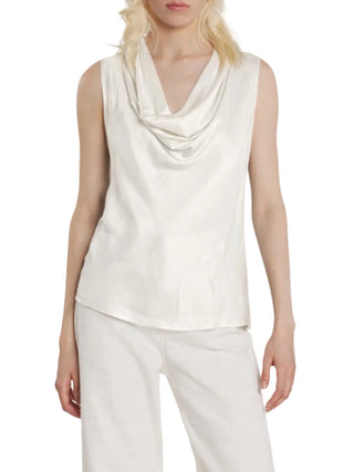 Relish blusa smanicata Wolfy in raso avorio
