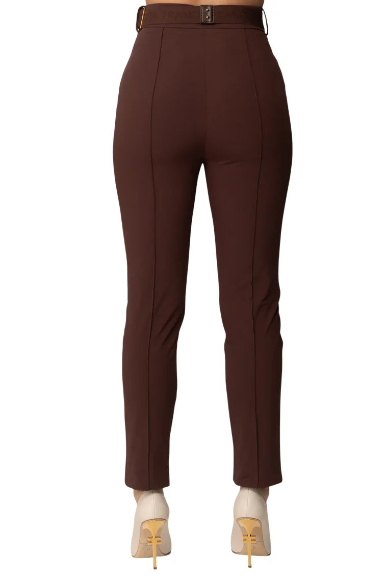 Elisabetta Franchi pantaloni slim in tessuto tecnico marrone
