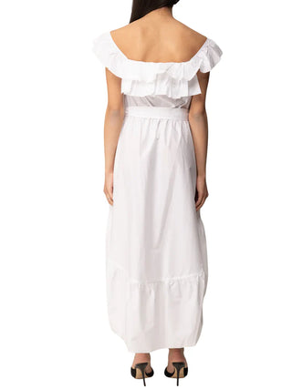 Aniye By abito in cotone con rouches e balze bianco