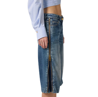 Elisabetta Franchi bermuda in denim con zip lavaggio blu