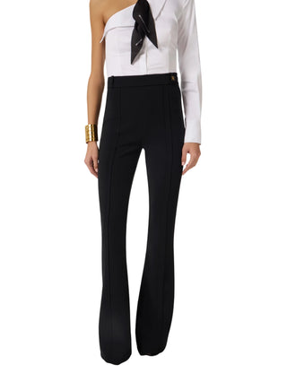 Elisabetta Franchi pantaloni a zampa in tessuto crepe nero