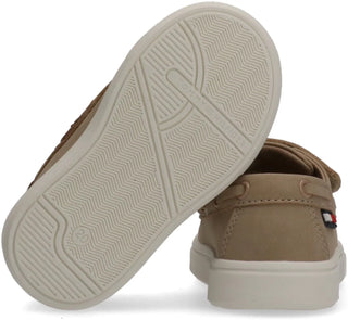 Tommy Hilfiger sneakers bambino in ecopelle con velcro beige