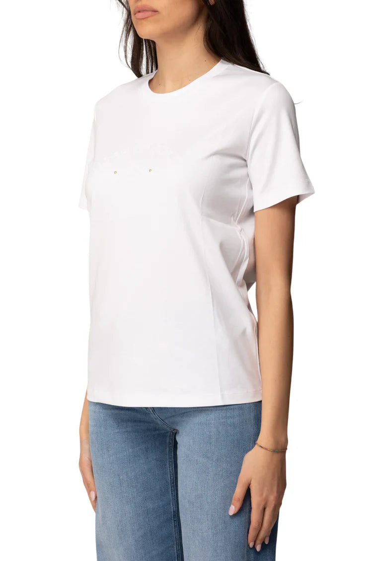 Elisabetta Franchi T-shirt manica corta con logo bianco