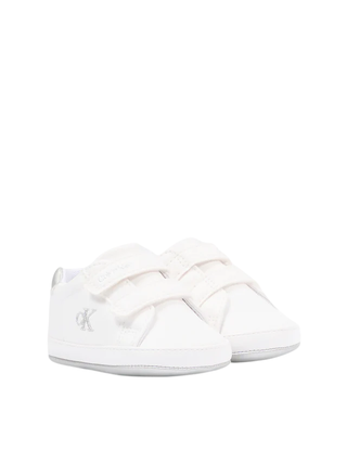 Calvin Klein scarpette neonata con logo glitter bianco