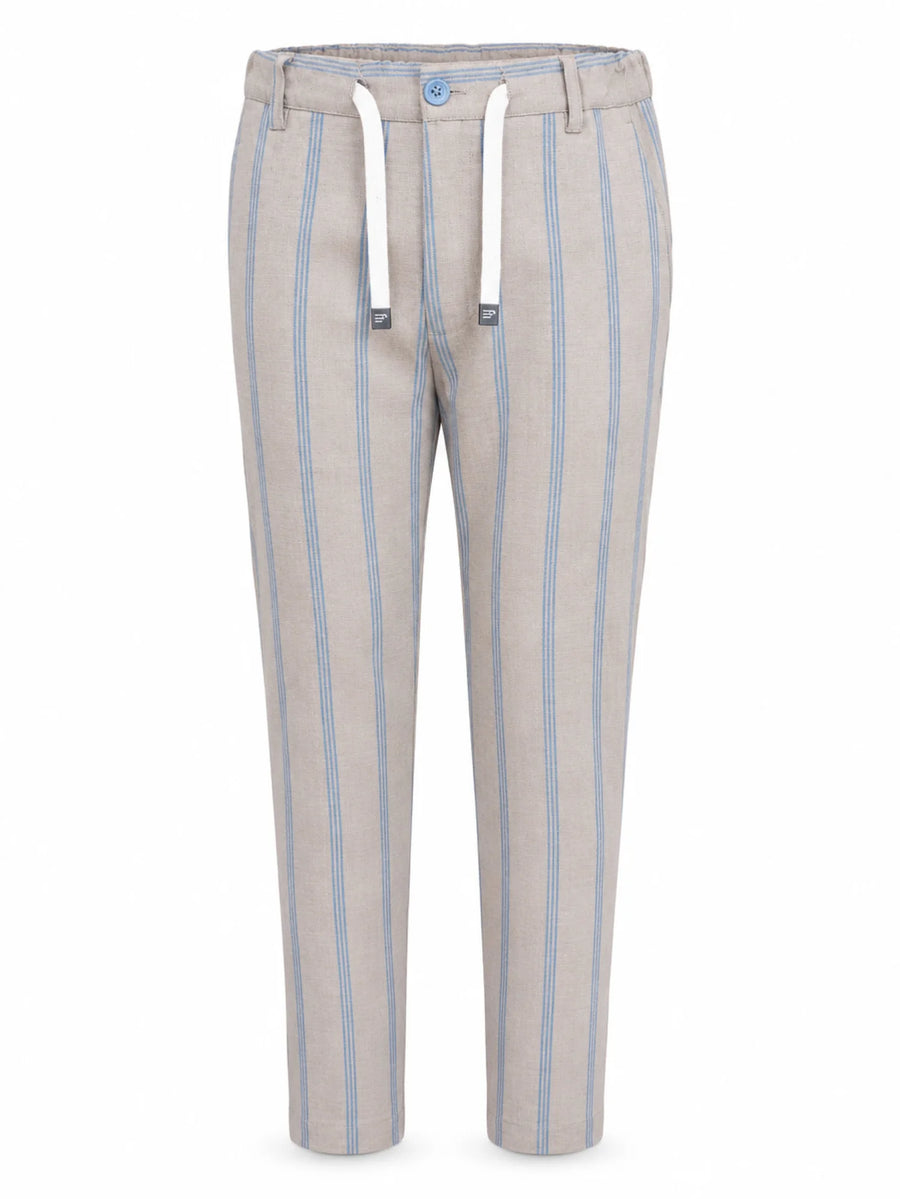 Emanuel Pris pantaloni bambino slim fantasia gessata beige