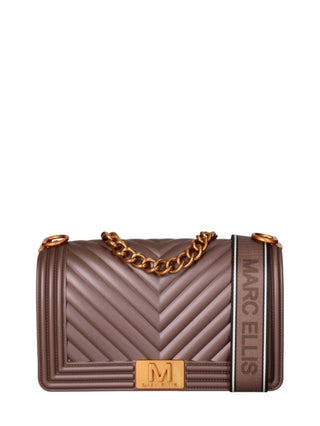 Marc Ellis borsa Flat M in gomma trapuntata marrone oro FLAT M 25 COCOA-RAME MARC ELLIS 