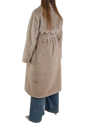 Vicolo pelliccia ecologica lunga con cintura beige TF0101 BEIGE VICOLO 