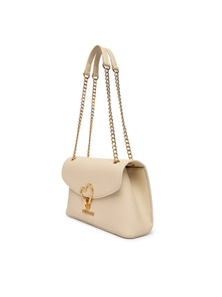 Love Moschino borsa a spalla in ecopelle martellata beige chiaro