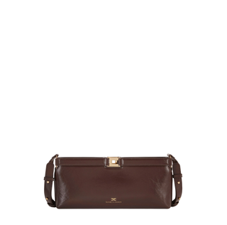 Elisabetta Franchi borsa in ecopelle con dettaglio logato marrone