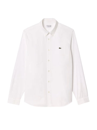 Lacoste camicia uomo manica lunga in cotone bianco